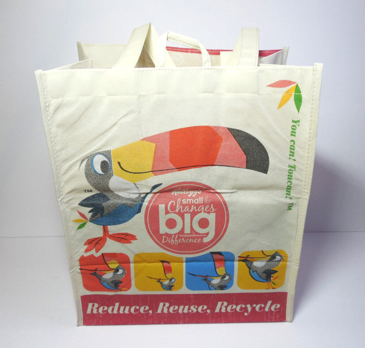 2 – 2012 Kelloggs Cereal Toucan Snap Crackle Pop Reduce Reuse Recycle Bags