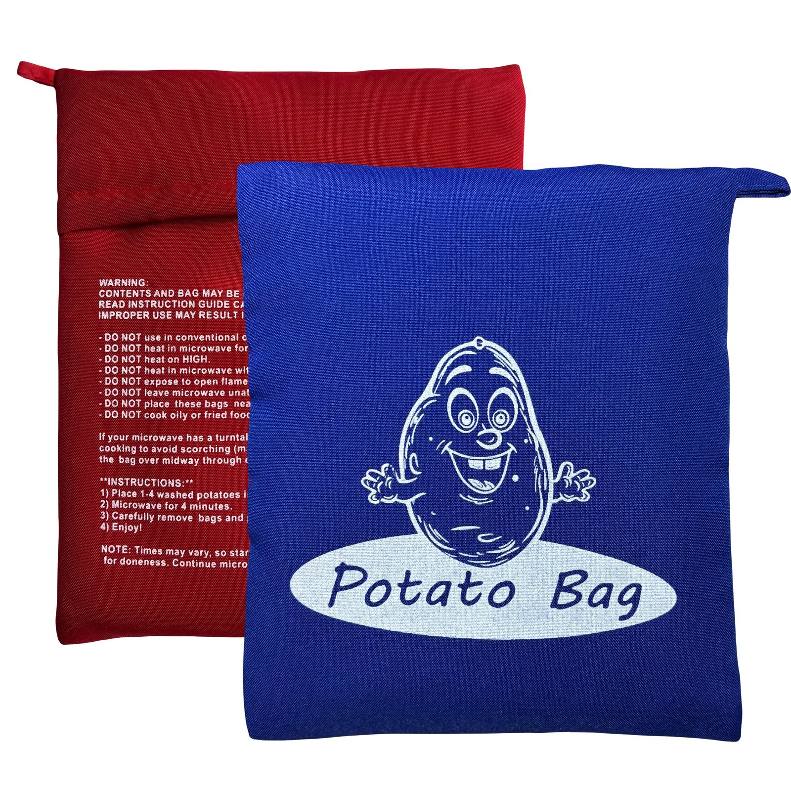Microwave Potato Cooking Bags, Reusable Fabric Pouch Standard, Red And Blue