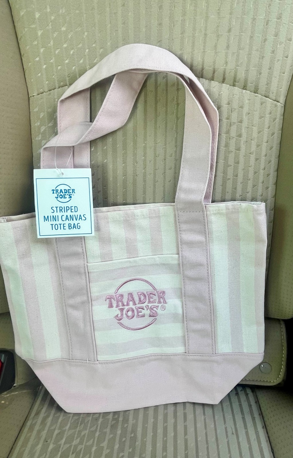 ✅ Trader Joe’s Mini Pastel Stripe Canvas Tote Bag- In hand & ready to ship- BNWT