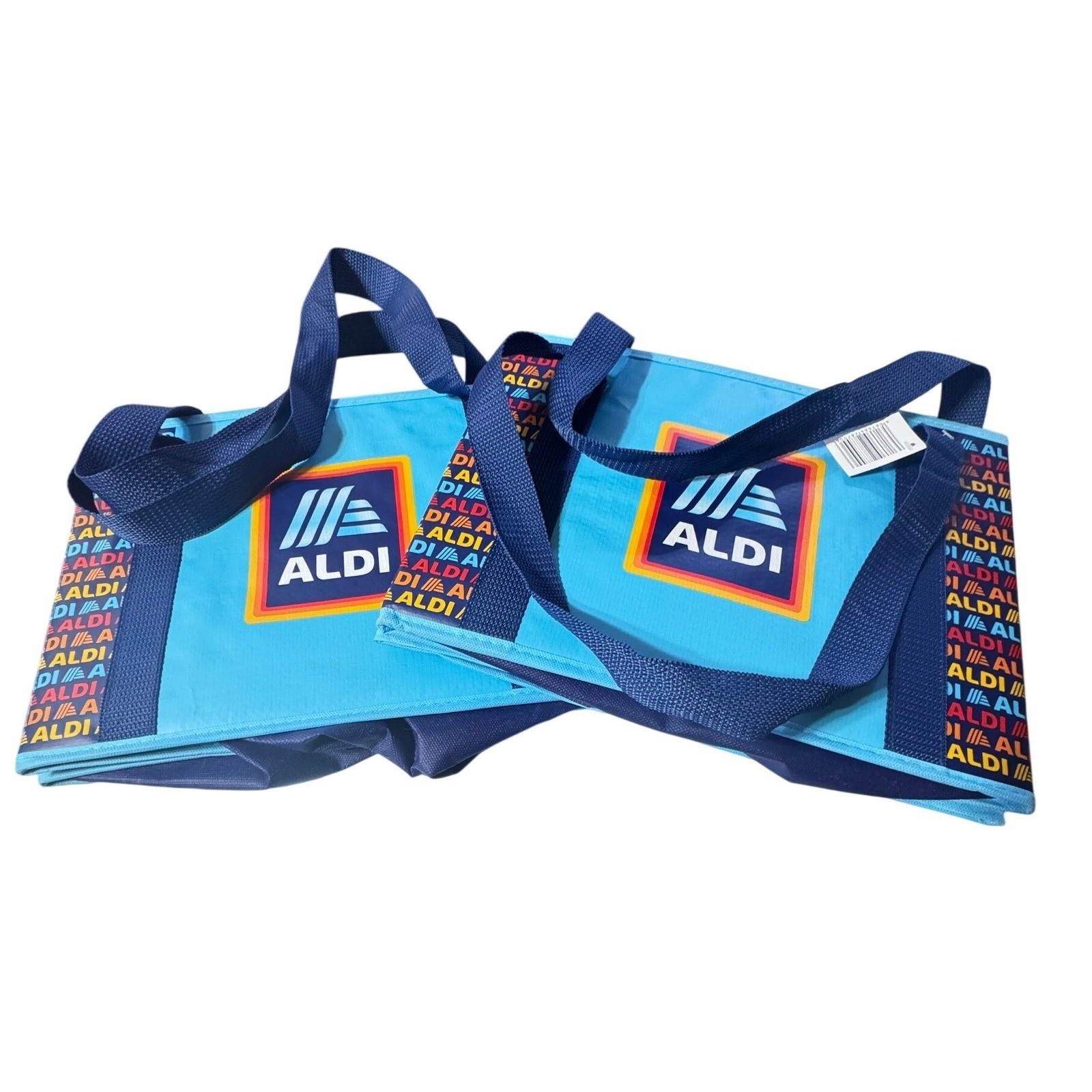 ALDI Collapsible Box Bags 2 Pack 14x10x11 Blue Navy Colorful NWT