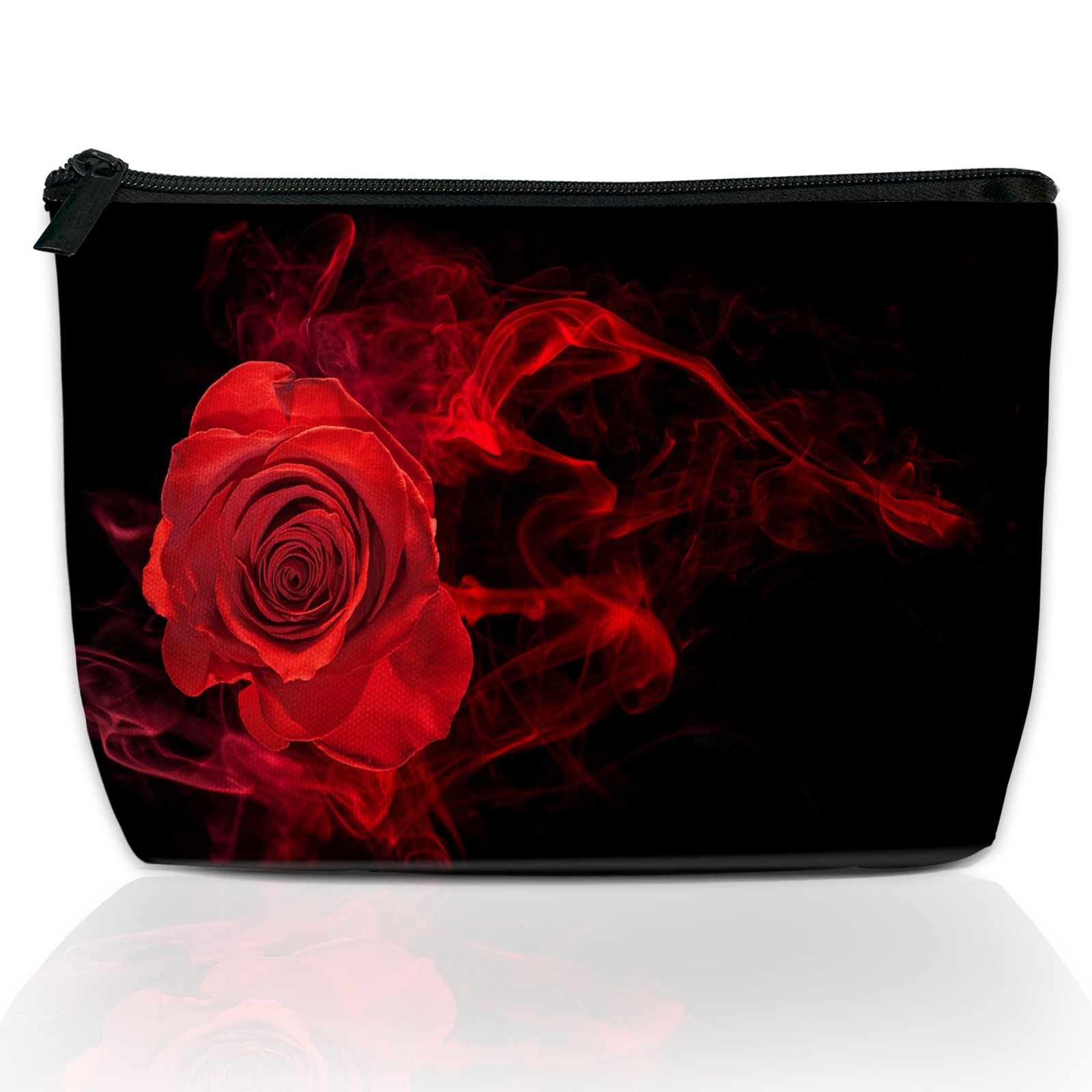 DEMACYA Makeup Bag for Purse, Waterproof Funny Abstract Red Rose