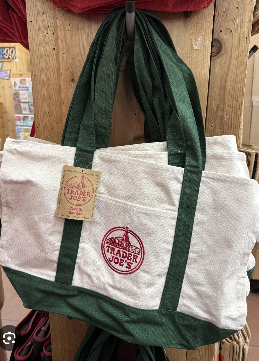 Trader Joe’s Bag Canvas Reusable Heavy Cotton Basic Style Shopping Green