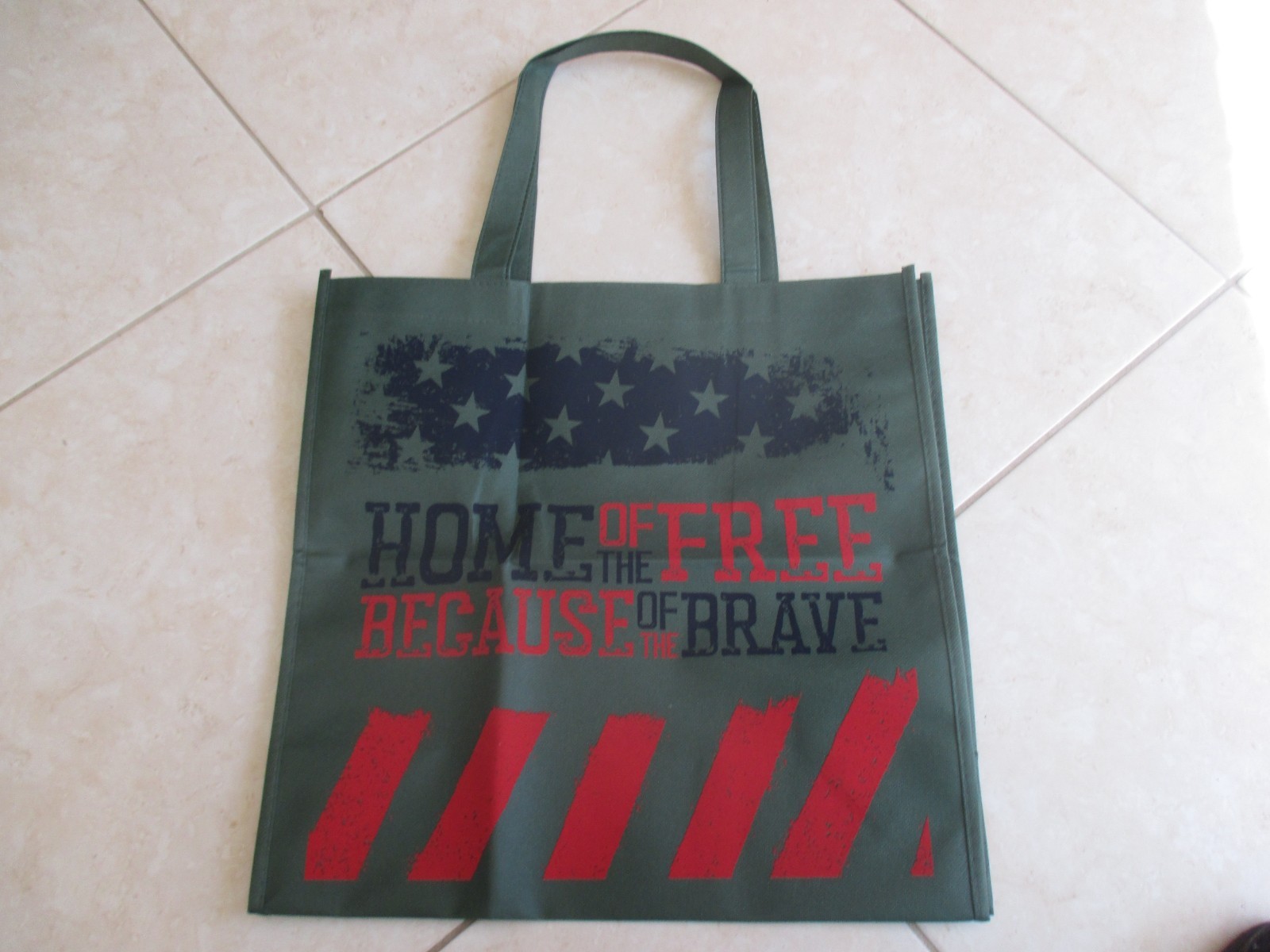 “Home of the Free Because of the Brave” Large Shopping Bag – Free Shipping