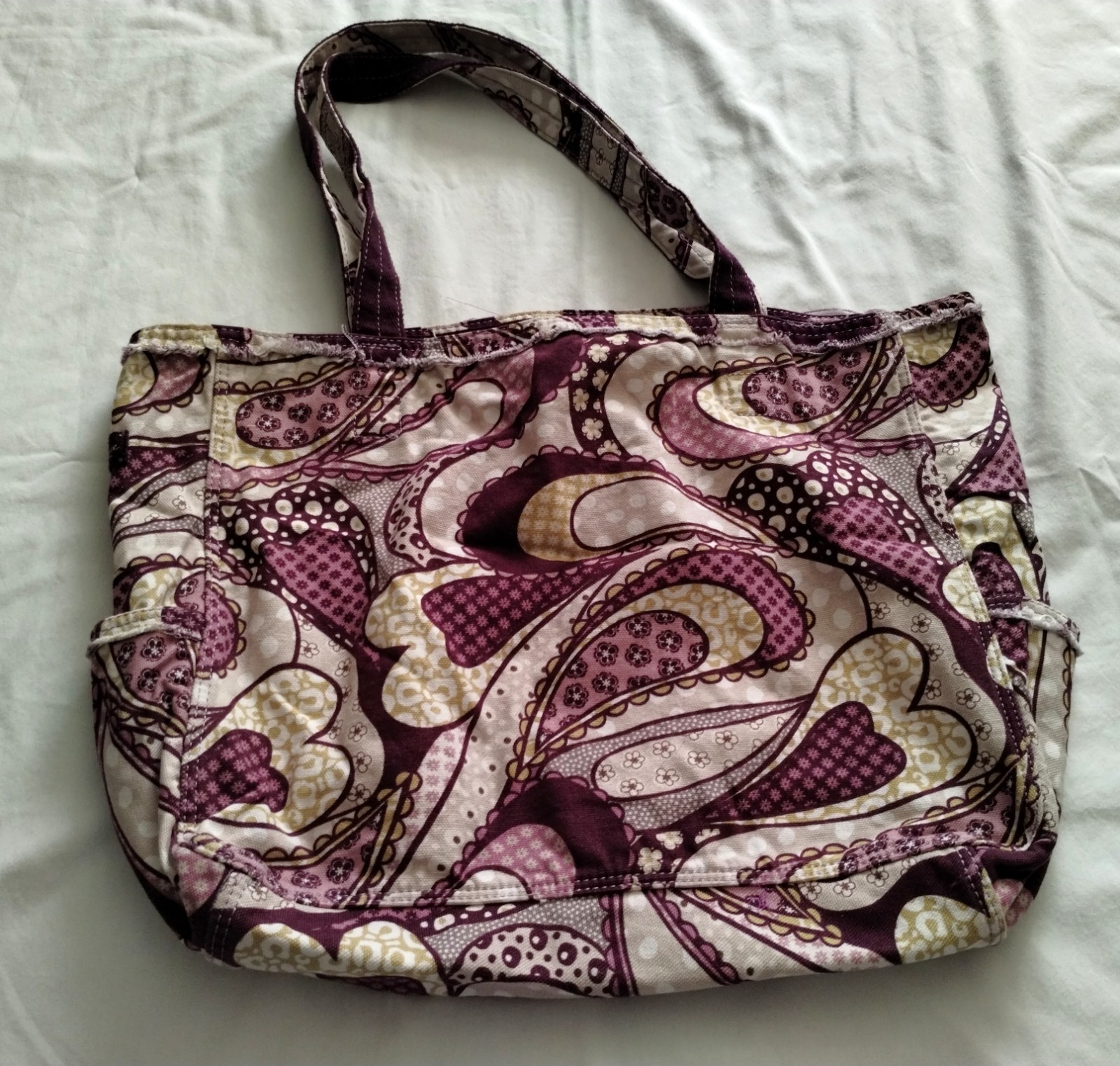 SET of 2 THIRTY-ONE Shopping TOTE BAGS Purple Paisley Print -RETRO METRO
