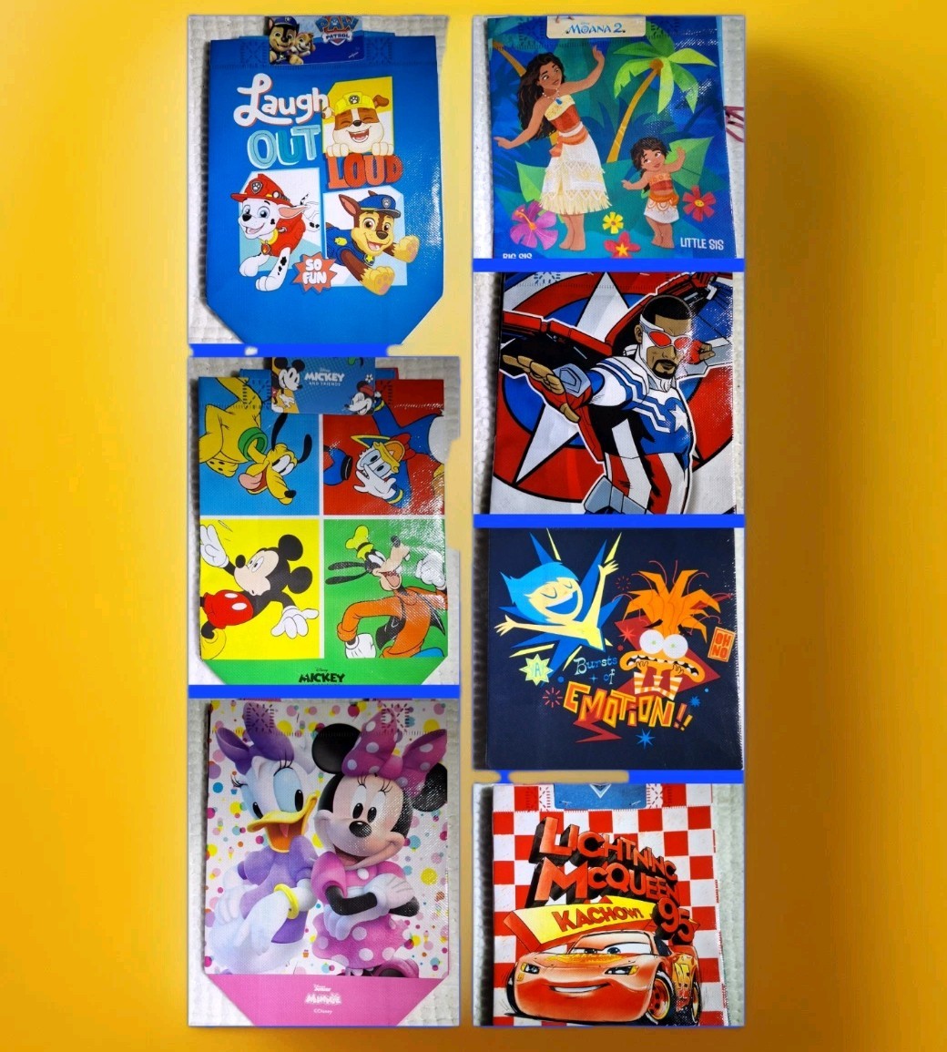 * NEW *2 Pack Various Characters Reusable Tote Treat Gift Goodie Bags 7″X8″X3.25