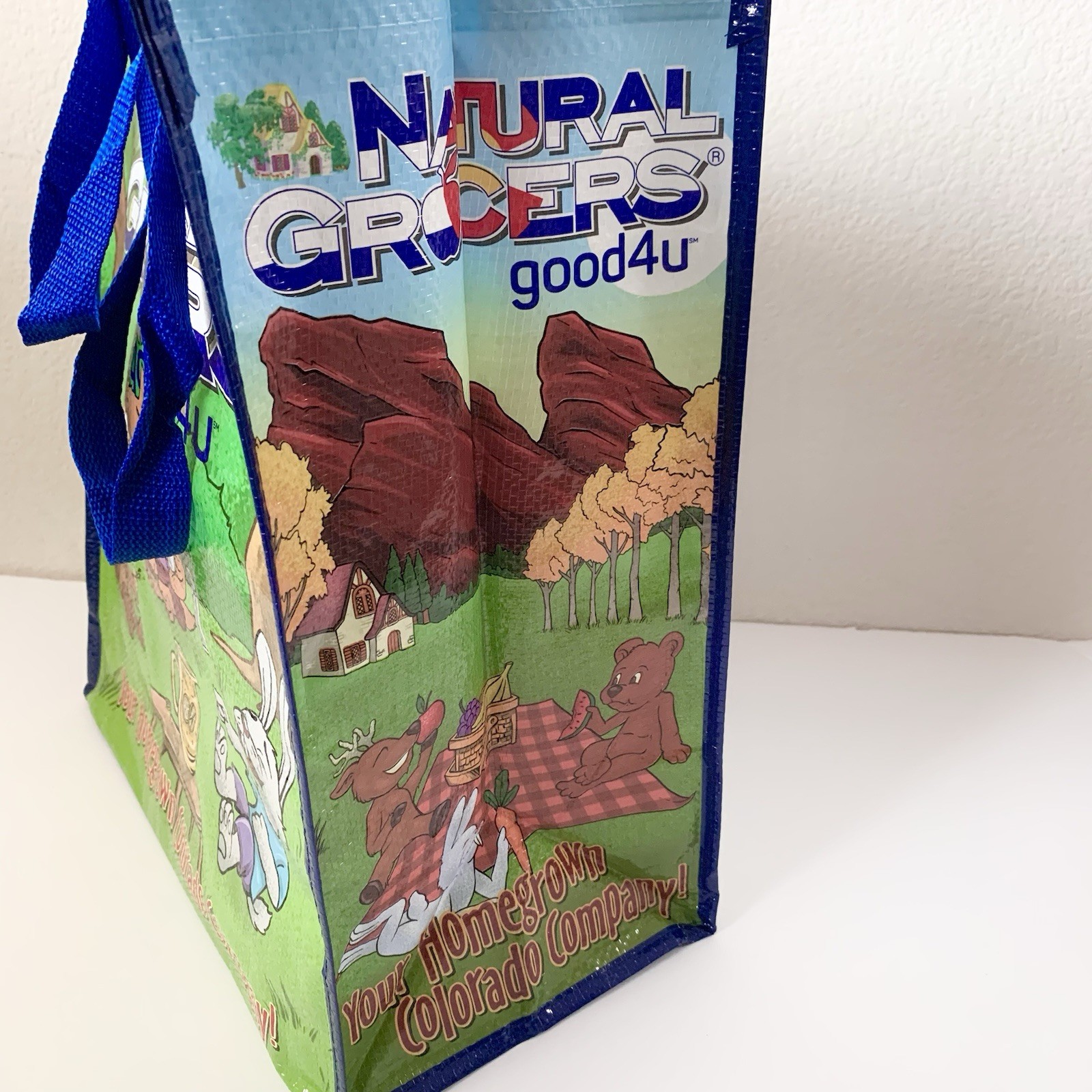 Natural Grocers 4 seasons graphic Reusable Tote Heavy Duty Holds 50 lbs colorado