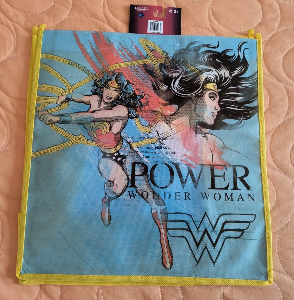 DC Comics Wonder Woman Superhero Reusable Eco Yellow Gift/Shopping Bag 🆕🆓ship!
