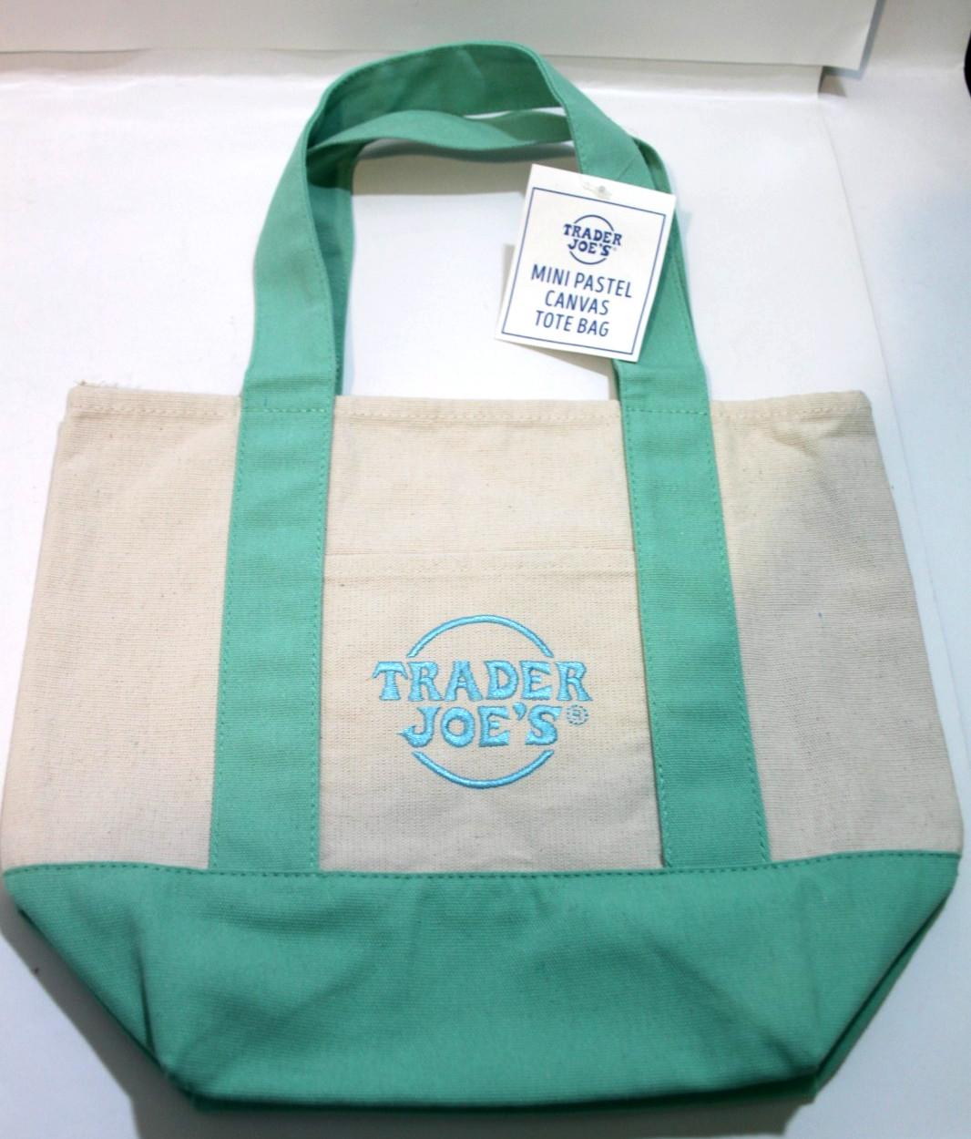 Trader Joe’s Pastel Canvas Tote Bag Spring Pink Green Blue Lavender 11 in Choose