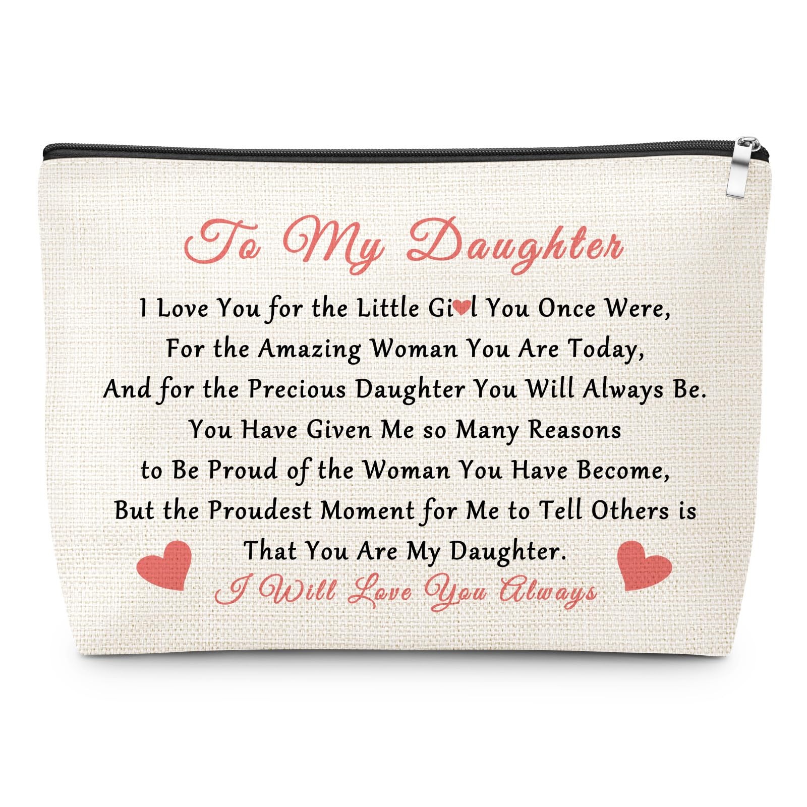 Daughter Gifts from Mom Dad Makeup Bag To My Daughters Wedding White
