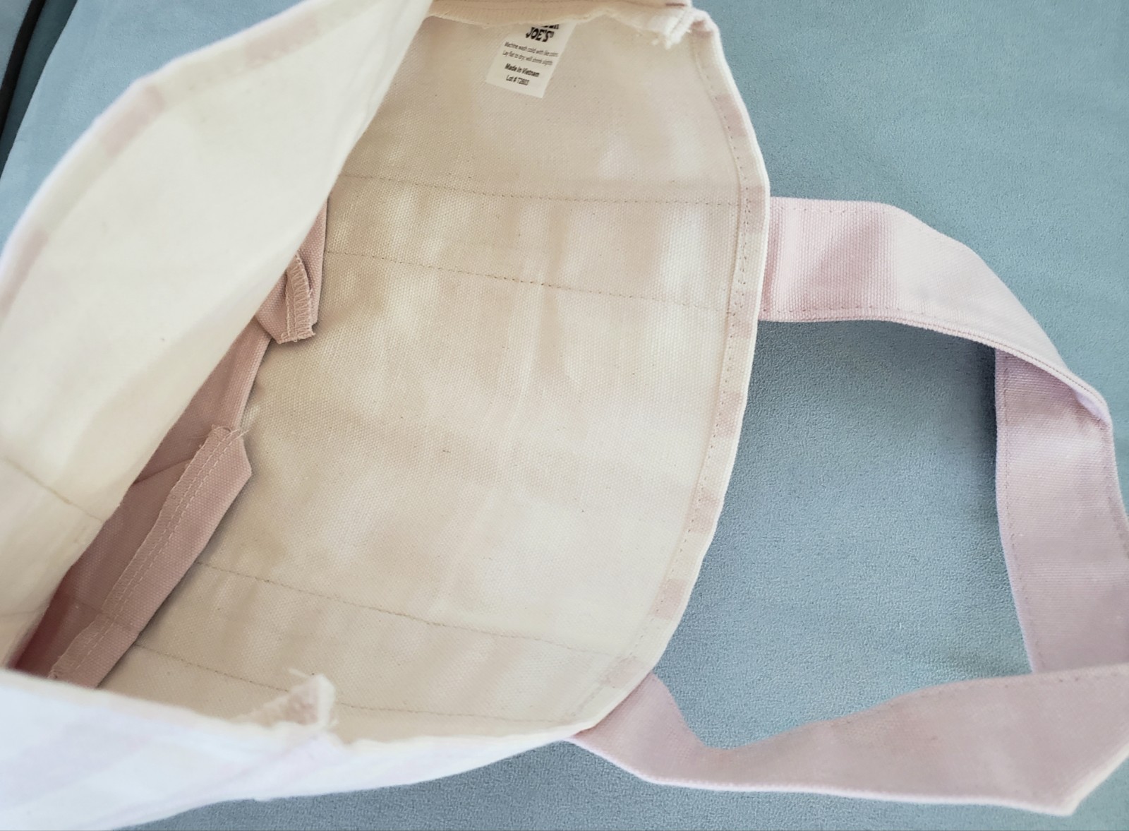 Trader Joe’s Mini Pastel Stripe Canvas Tote Bag Set Of 4 Blue Pink Green Beige