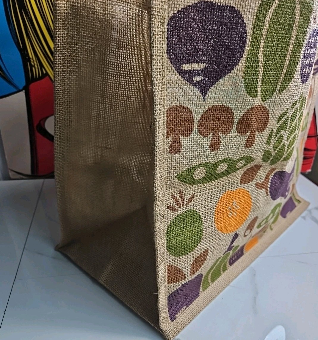Trader Joes Jute Tote Large Shopper bag 16.5×13.5×9″ NEW