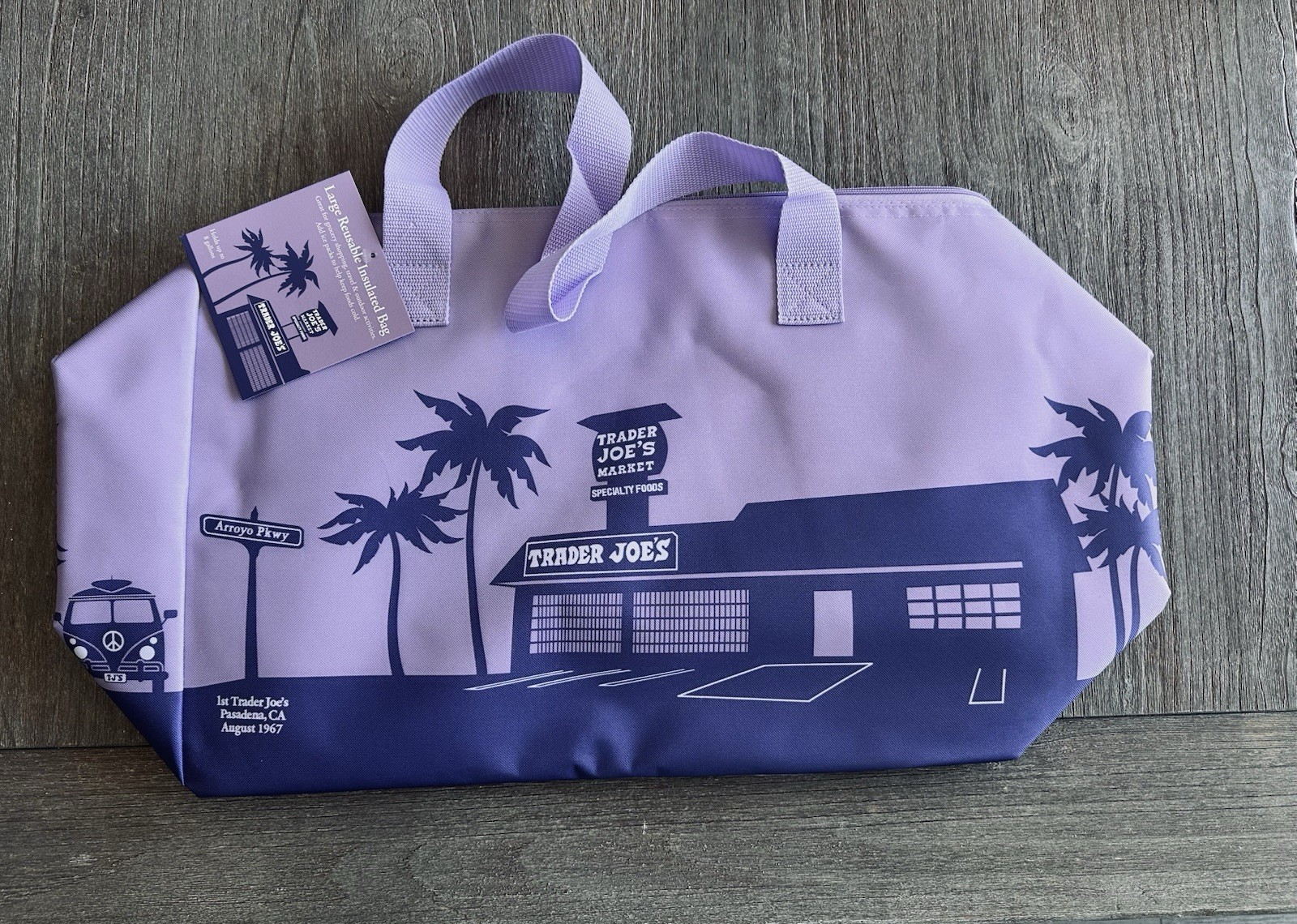 NWT Trader Joe’s Large PURPLE RAIN Insulated Cooler Bag