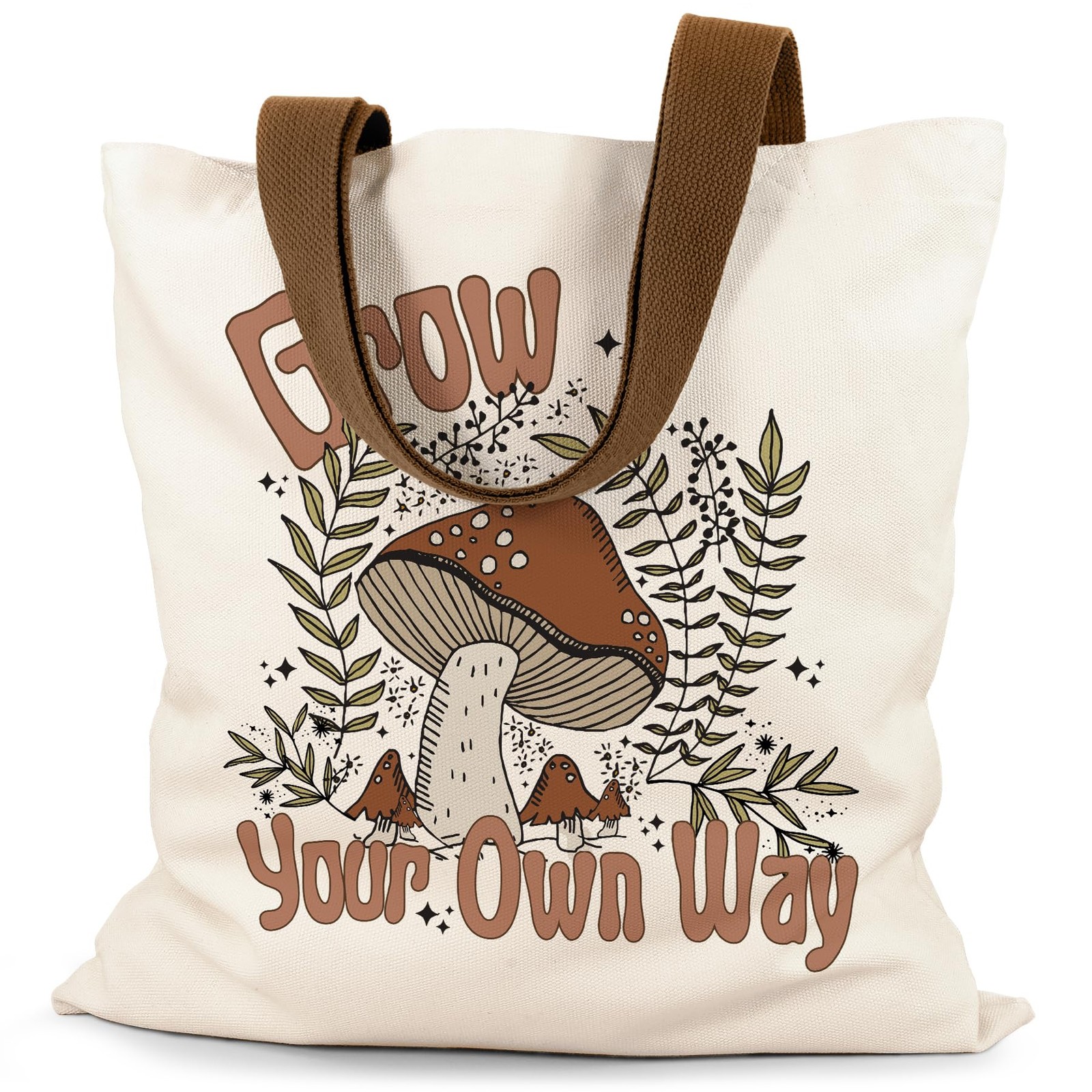 Mushroom Tote Bag – Cute Mushroom Gifts for Women, Book Tote Bag with Pocket,…