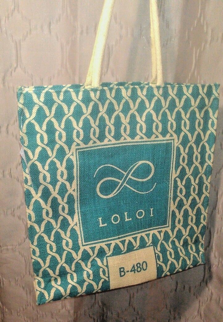 LOLOI Jute Burlap Eco Shopping Tote Beach Bag Wipe Clean Long Soft Straps