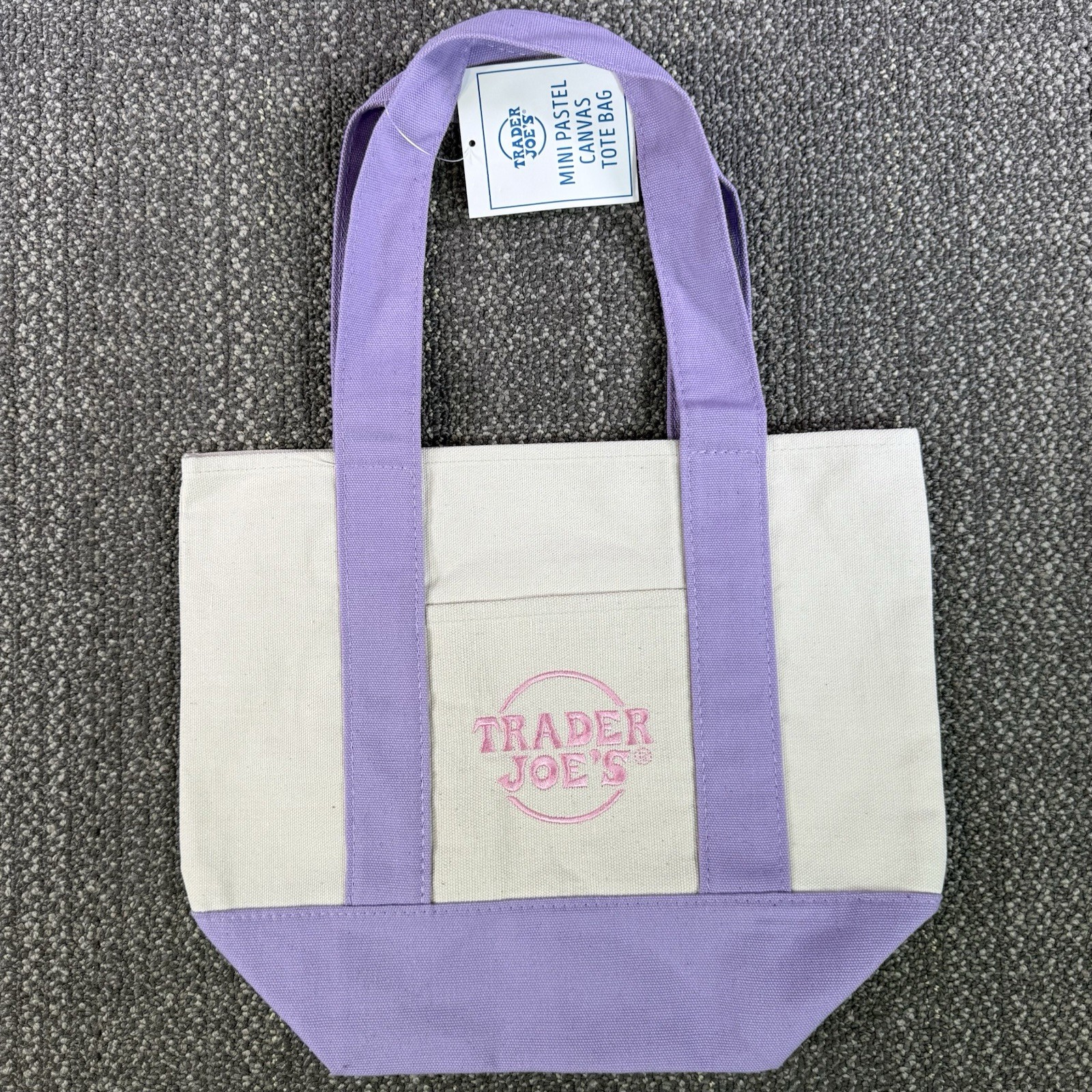 Trader Joe’s Mini Canvas Tote Bag Purple Easter Basket Spring 2026 FREE SHIP