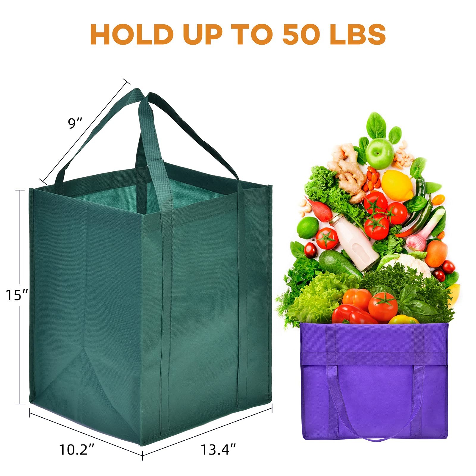 24pack Reusable Grocery Bagslarge Washable Foldable Shopping Bagsheavy Duty To