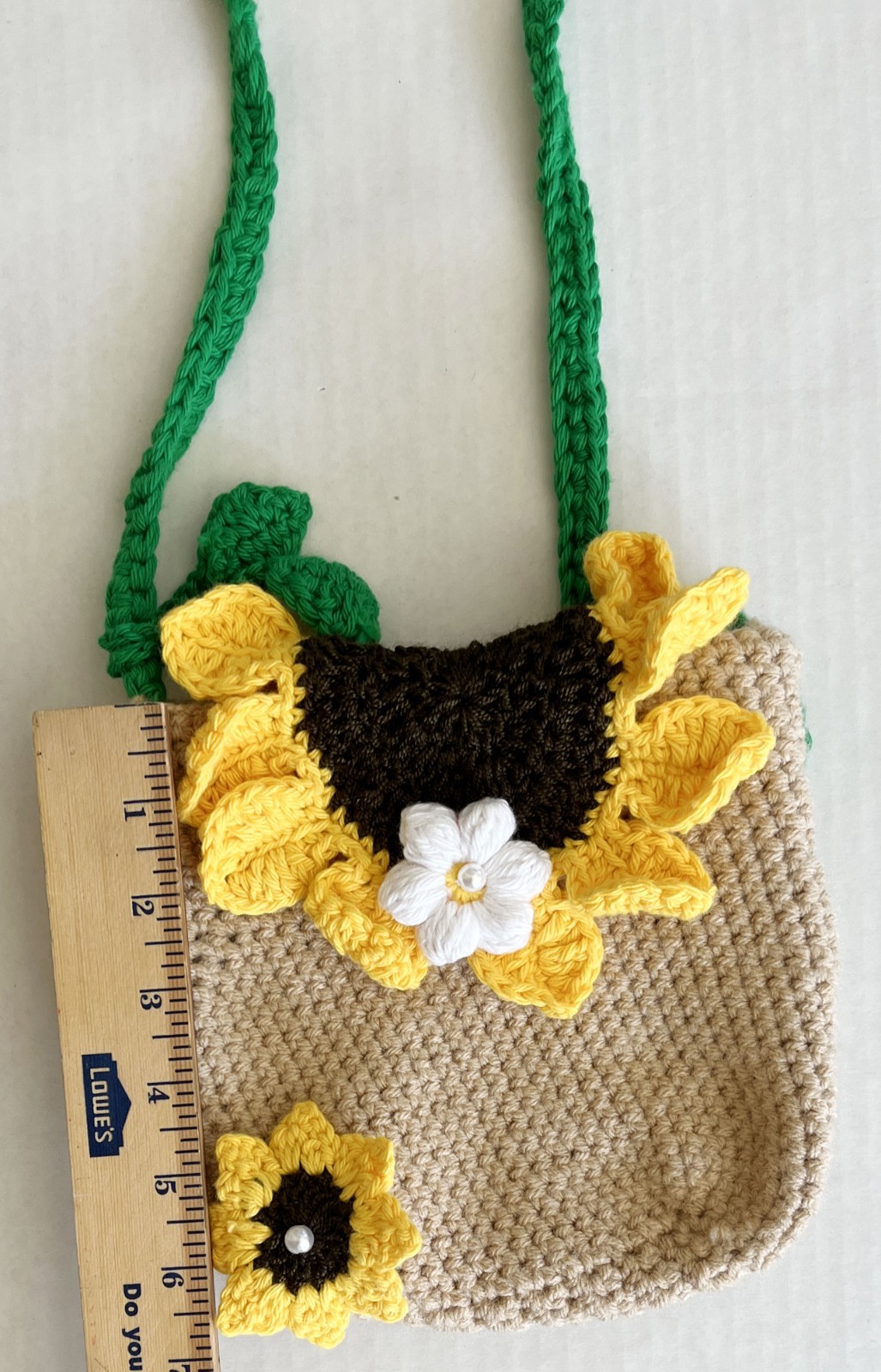 Handmade Sunflower Sling Bag Crochet Boho Crossbody Shoulder Bag