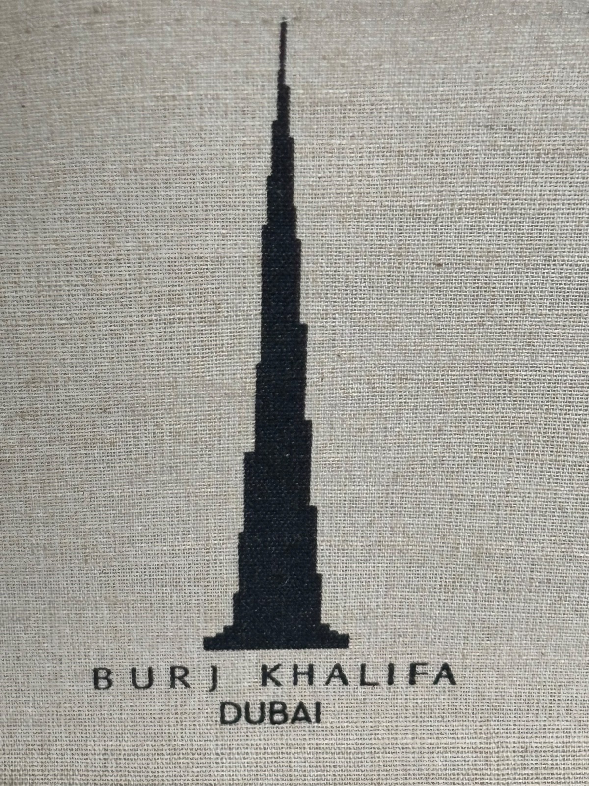 Burj Khalifa Dubai Gift Tote Shopping Bag Beige Cotton Canvas Handles 14x10x5.5