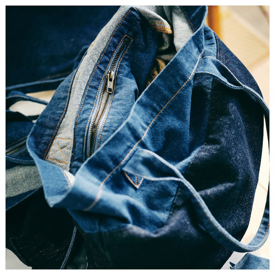 IKEA MAVINN Denim Bag Blue 13½ x 13¾” New 405.520.37