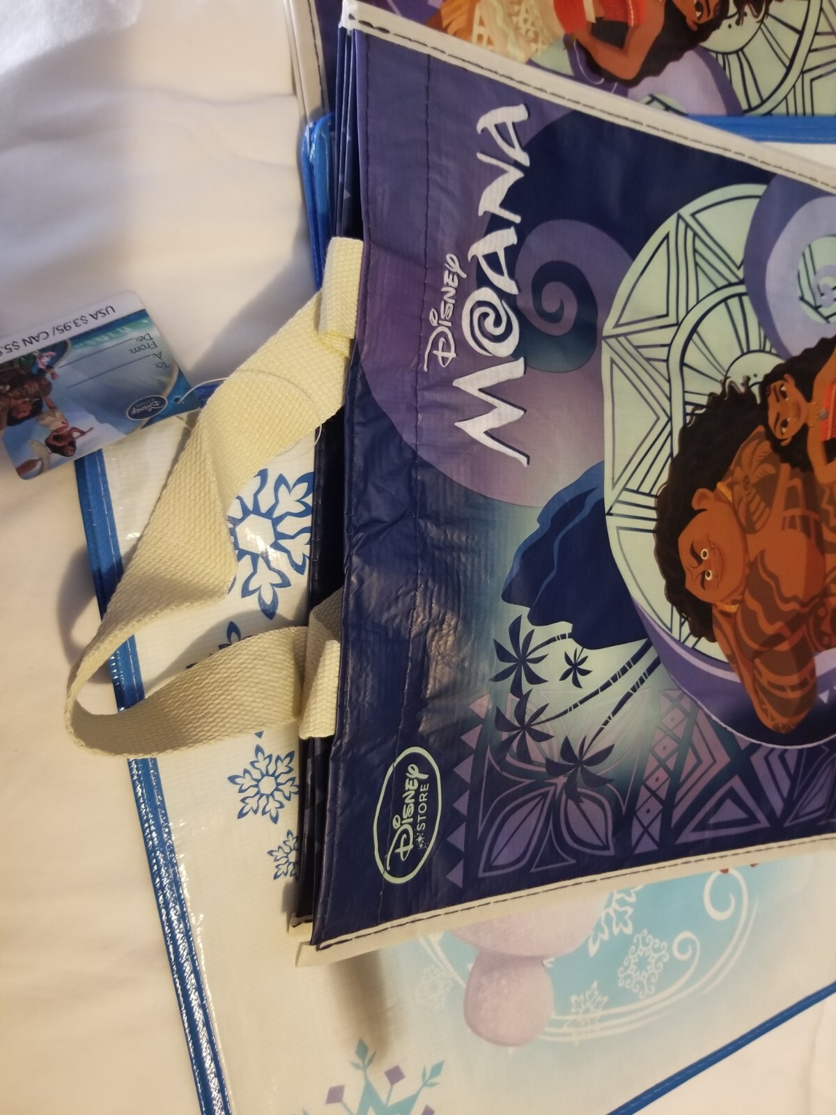 LOT OF 6 Disney Frozen Reusable Tote Shopping Bag MOANA DISNEY OLAF SNOW