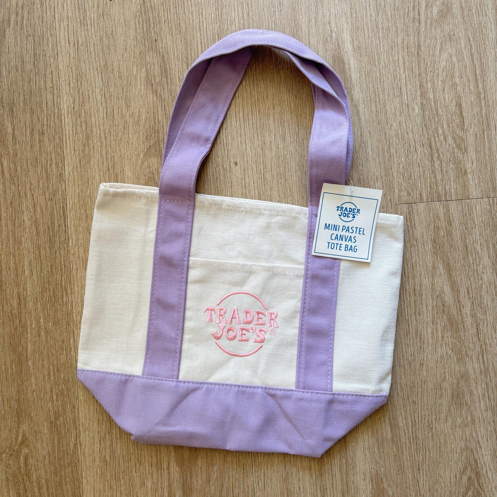 Trader Joe’s 2026 Mini Canvas Pastel Reusable Tote Bag Lavender – BRAND NEW