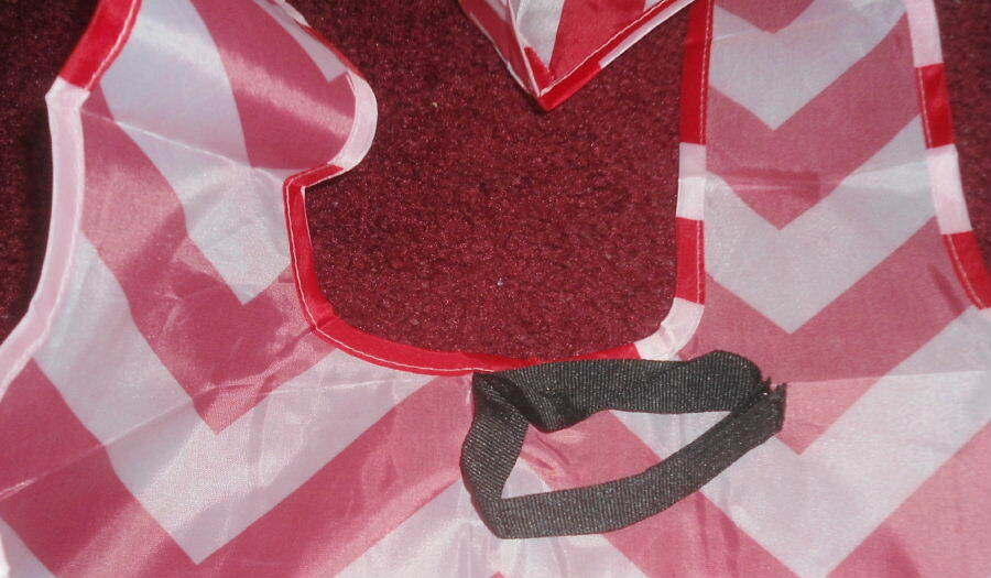 Red White Chevron 15x15x3″ Reusable Sturdy Fabric Nylon Shopping Tote Bag NEW