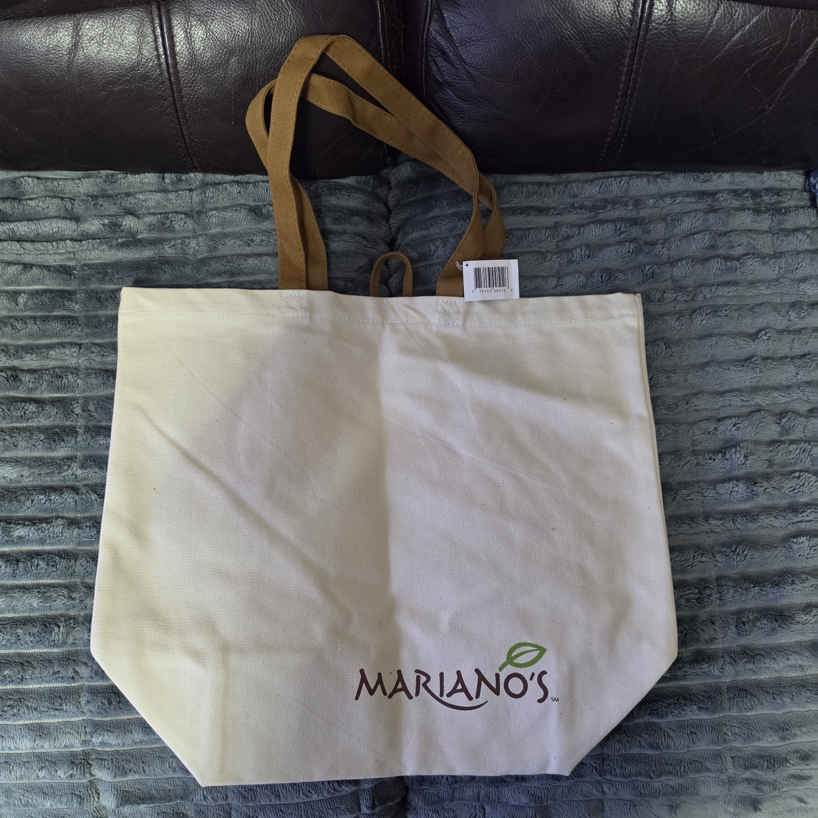 Mariano’s Beige Mini Canvas Tote Bag – Tan Brown Handle 15 X 17 X 5 NWT