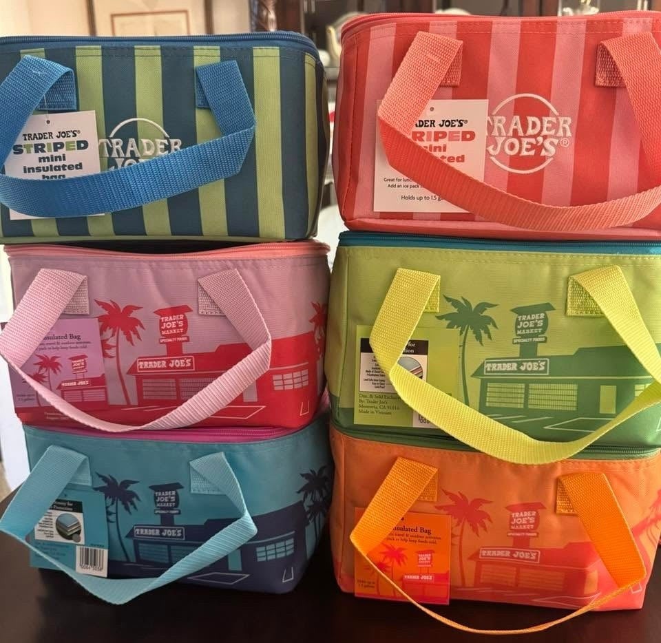 Trader Joe’s 2026 “Summer Fun” Mini Insulated Tote Bags Set of 6 NWT Authentic
