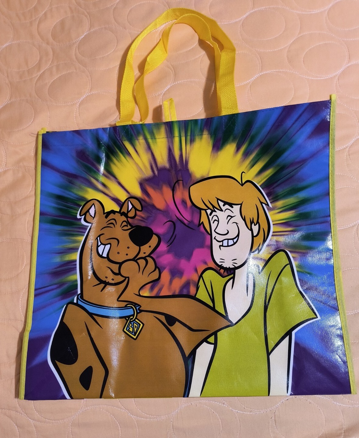 Scooby Doo & Shaggy Reusable Yellow Colorful Shopping Gift Bag with handle NEW!