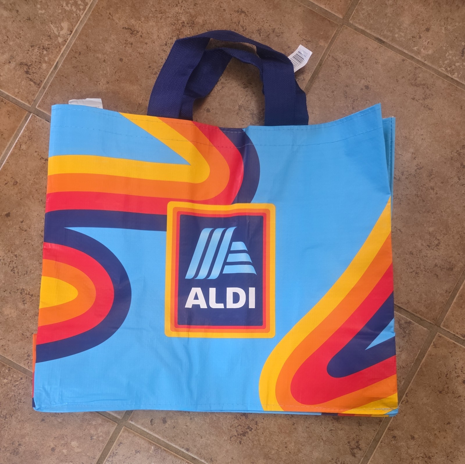 ALDI Reusable Tote Shopping Bag Rainbow Multi Color Classic Carry w/ Tag