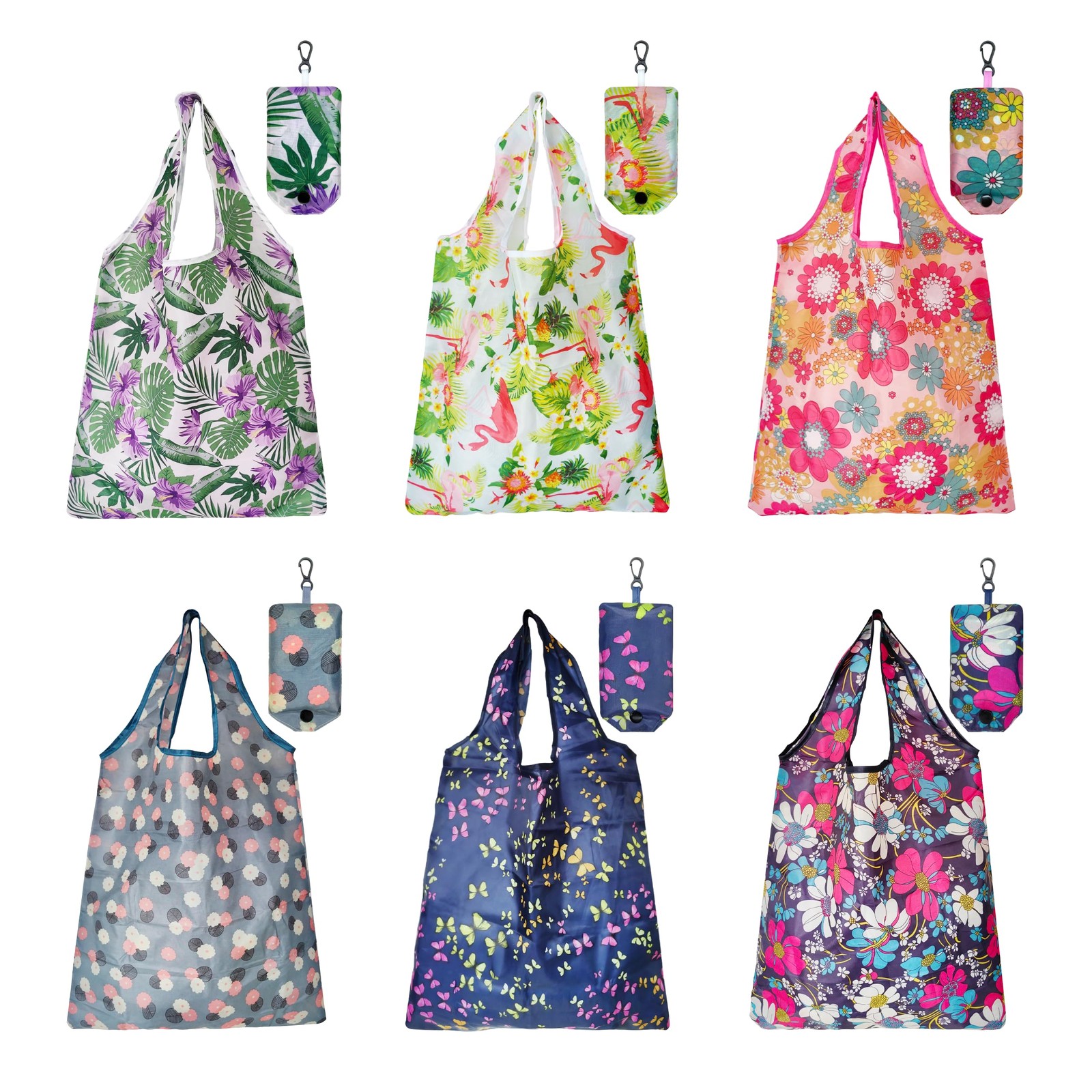 6 Pcs Reusable Shopping Bags Foldable Grocery Bags In Pocket Ecofriendly Travel