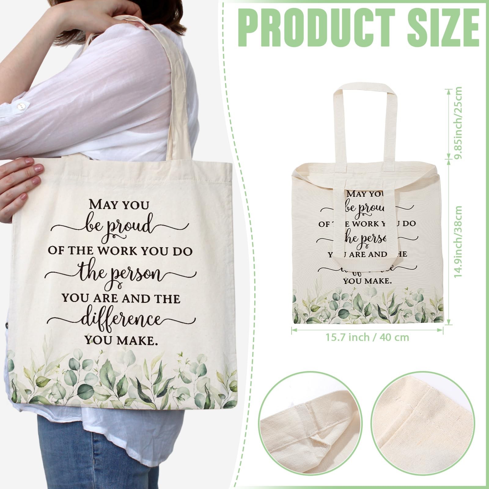 60 Pcs Employee Appreciation Gift Totes Bulk Inspirational Canvas Bags Reusab…