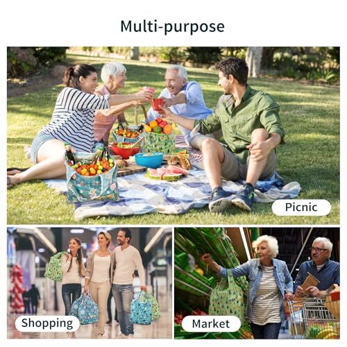 Large Reusable Bags Shopping Washable Foldable 6 Pack Grocery Bags Heavy Best