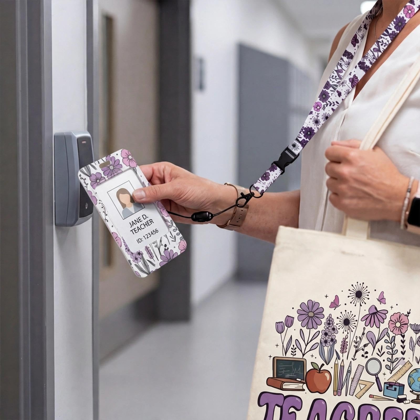 Teacher Appreciation Gifts for , Teacher Tote Bag with Lanyard Holder and Key…