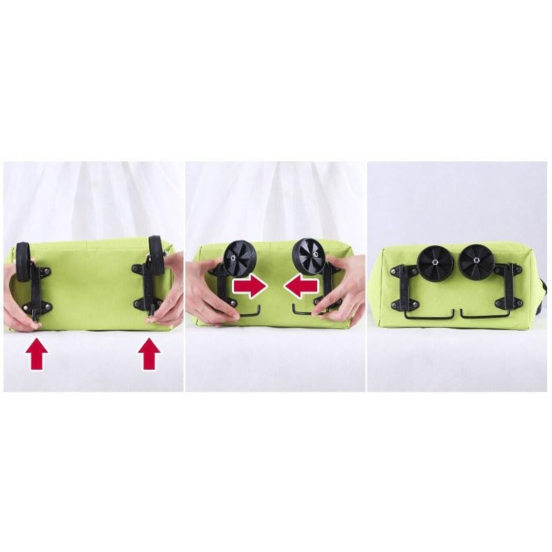 Reusable Grocery Bags Waterproof Coating Folding Wheels Foldable Tote Flower