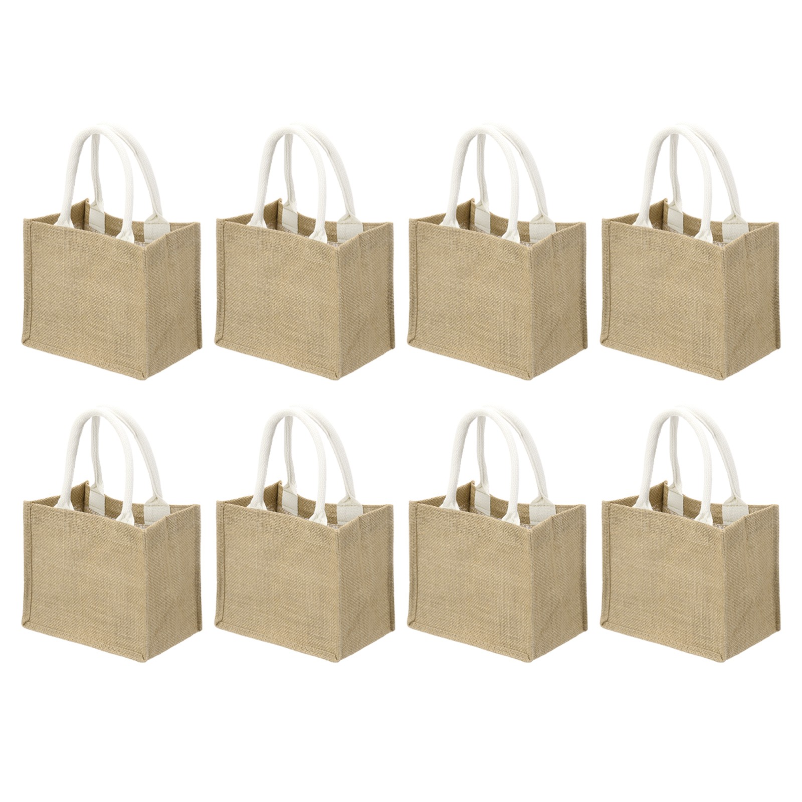 8Pcs Burlap Tote Bags, Reusable Gift Tote Bags 14.2 x 12.6 Inch Brown