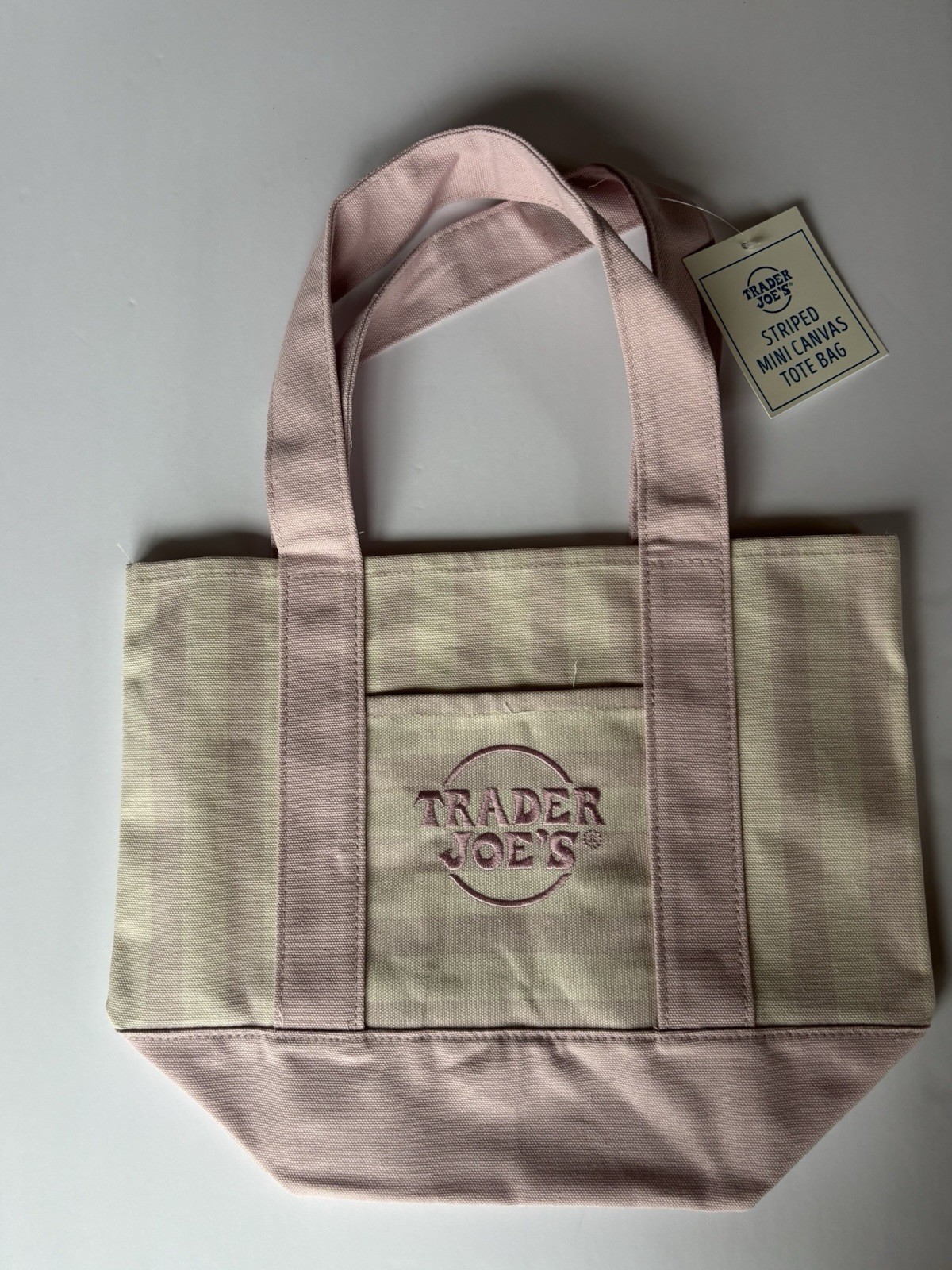 Trader Joe’s Mini Pastel Stripe Canvas Tote Bag Limited Edition Set Of 4
