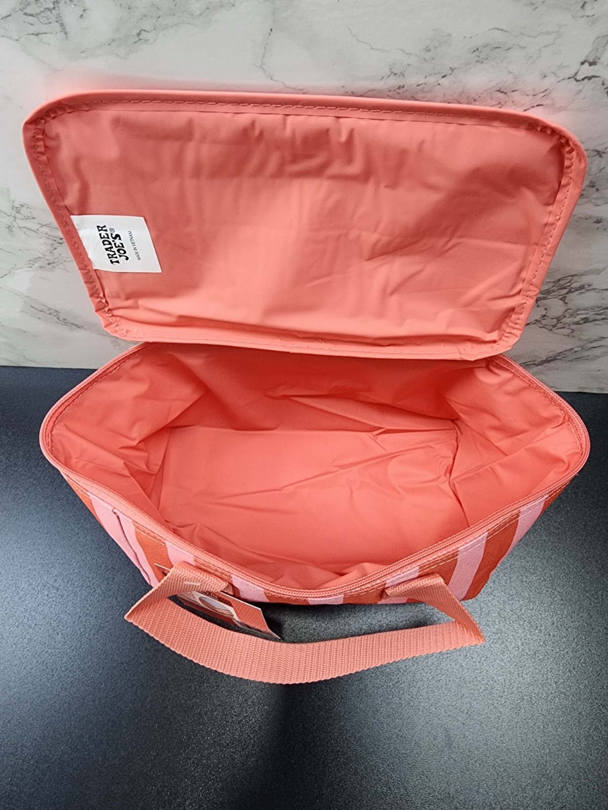 Trader Joe’s Mini Insulated Cooler Tote Bag Summer 2026 Pink Red Stripe