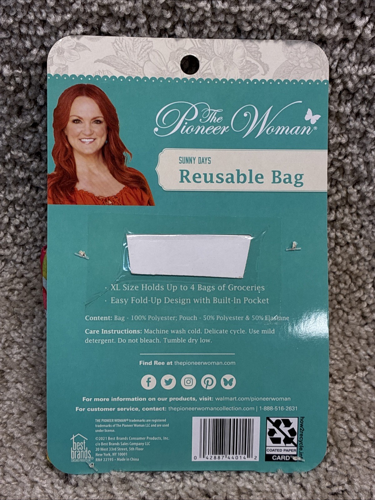 New Pioneer Woman Floral Classic Reusable Grocery Bag Foldable Sunny Days 23”