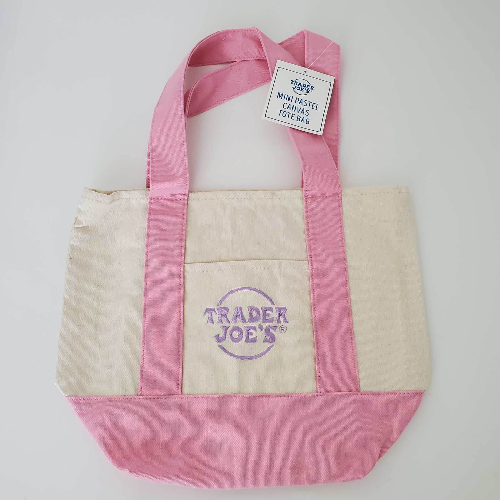 Trader Joe’s Mini Pastel Tote Bag Pink 2026 Easter Sold Out Rare IN HAND