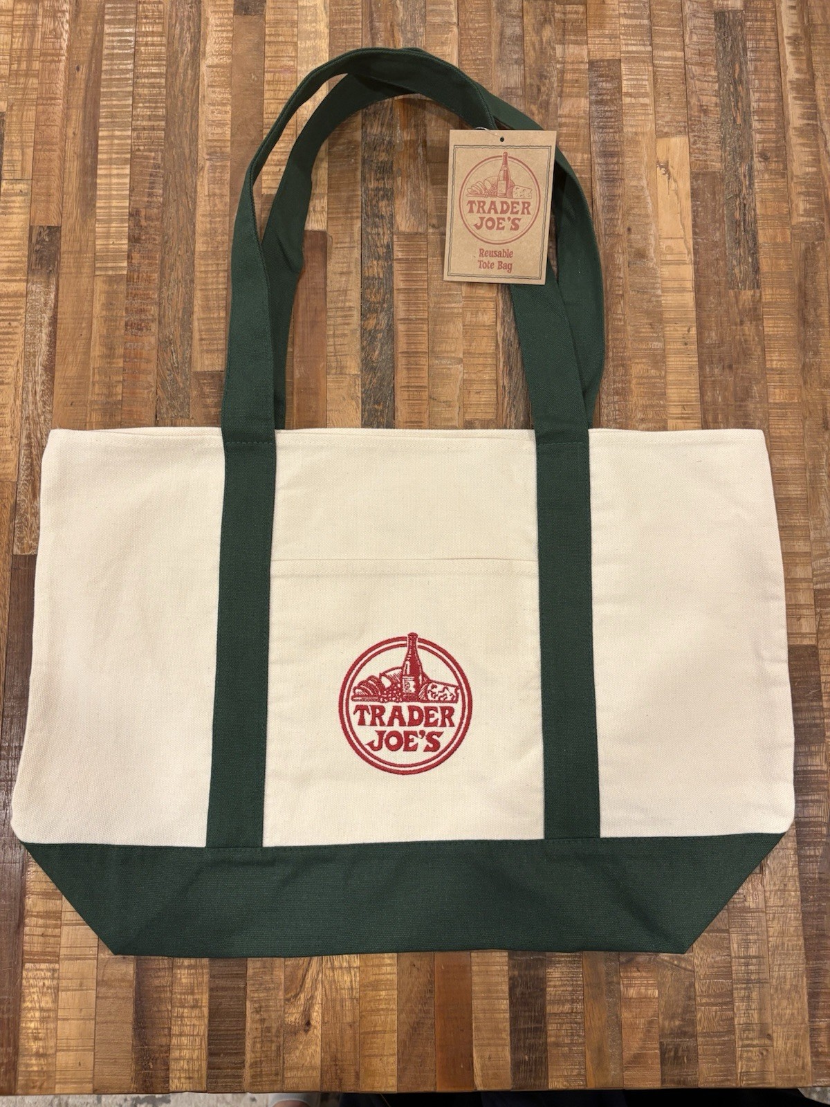 Trader Joe’s – Large Classic Canvas Tote Bag – Green – Limited Edition