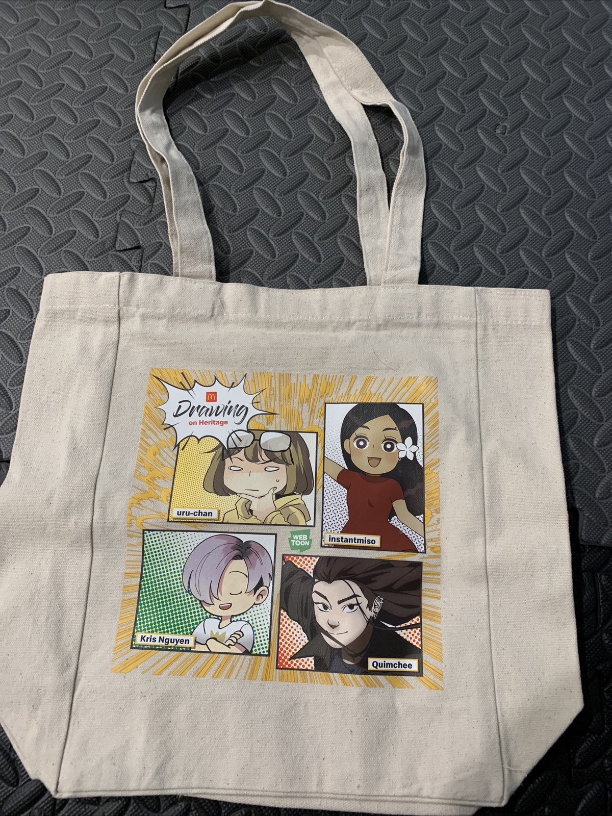 Rare WEBTOON Canvas Bag Drawing on Heritage McDonalds toy uru-chan Quimchee