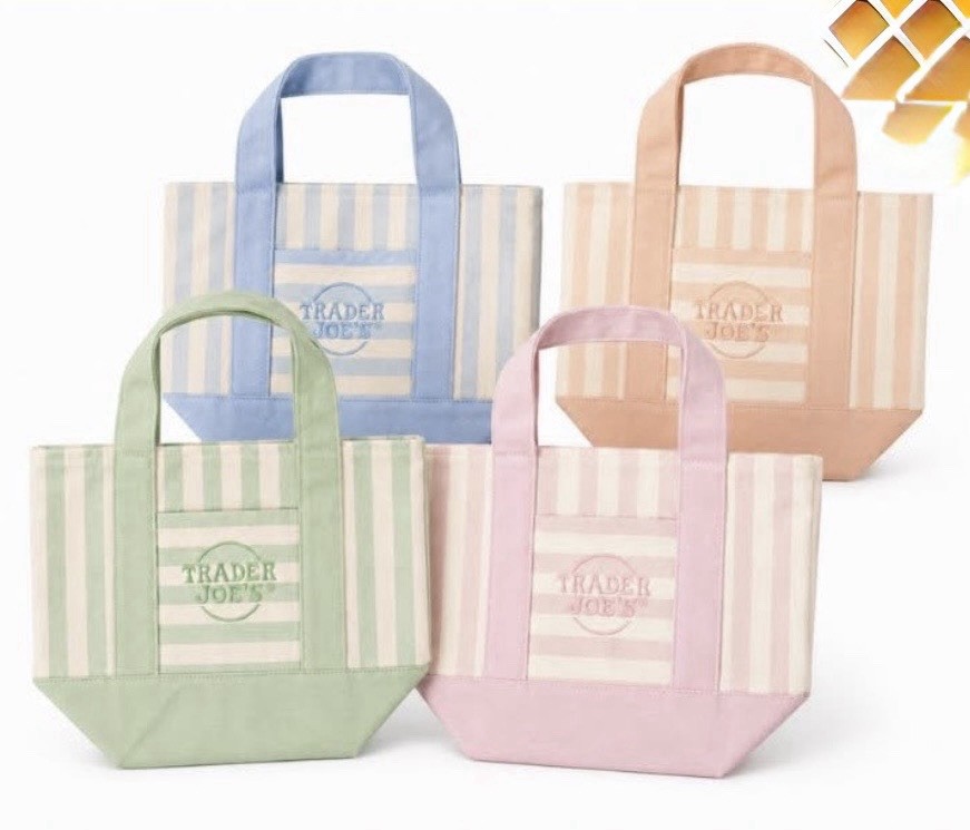 Trader Joe’s New!!! Authentic STRIPED Pastel Mini Tote Bag Set (4 Colors, NWT)
