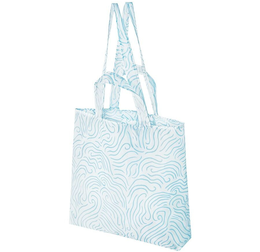 2 PK~IKEA SKYNKE Reusable Blue Swirl Shopping Tote Medium Folding Eco Bag