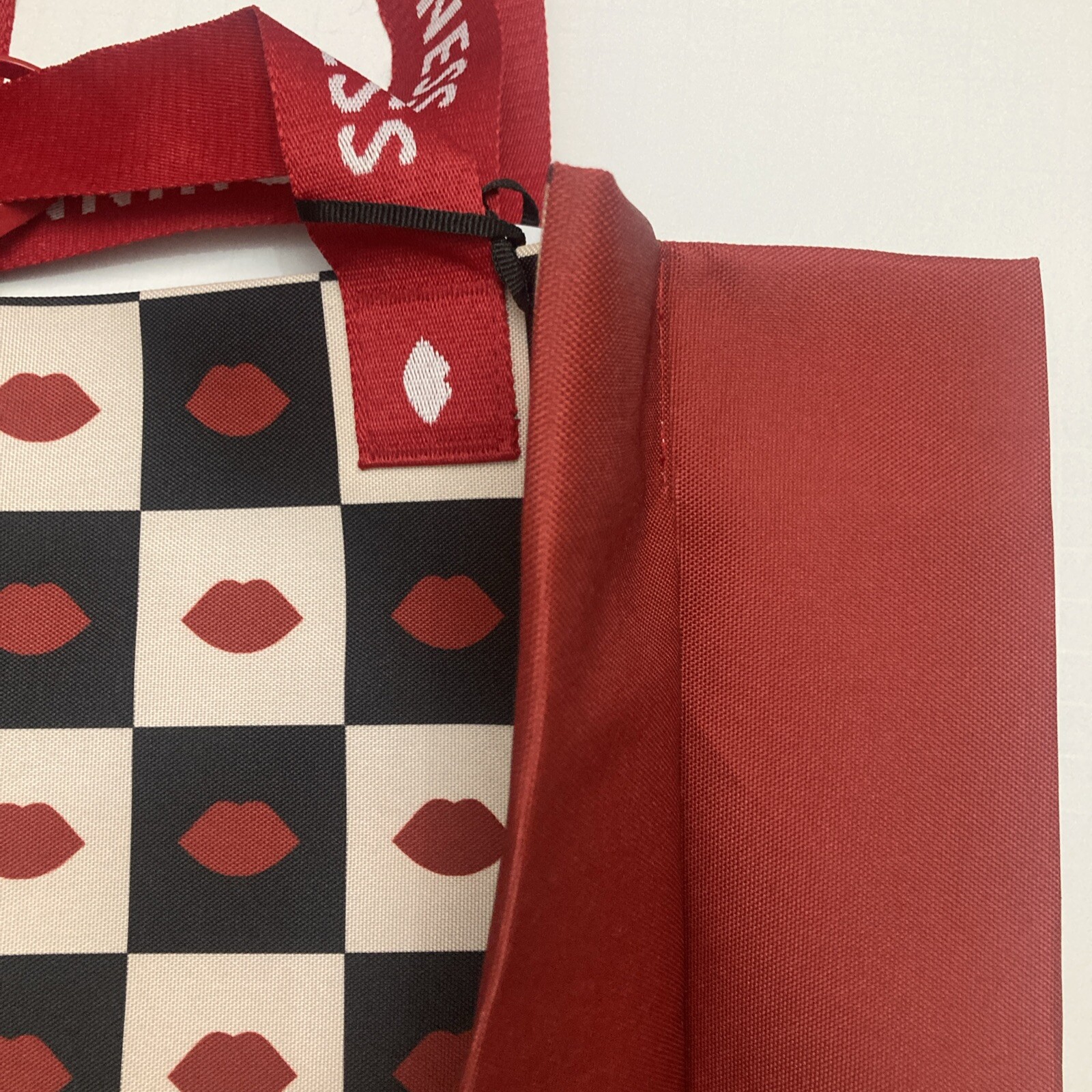 Waitrose Lulu Guinness Chess Bag Lips Crown Checker Board Black White Red 2024