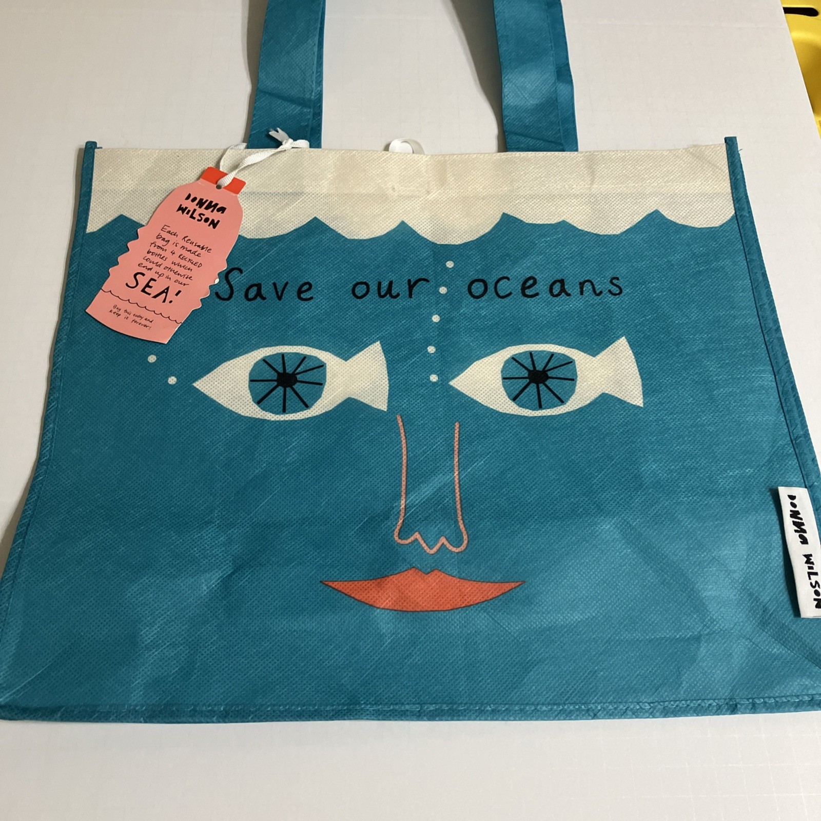 Tesco Donna Wilson Save our Seas Tote Bag Ocean Teal 2020 Fish Eleanor Stewart