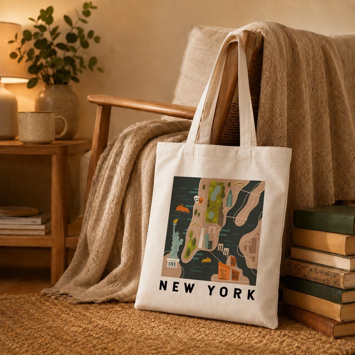 New York Map Canvas Tote Bag, New York Travel Gifts Shoulder Bags, Christmas …