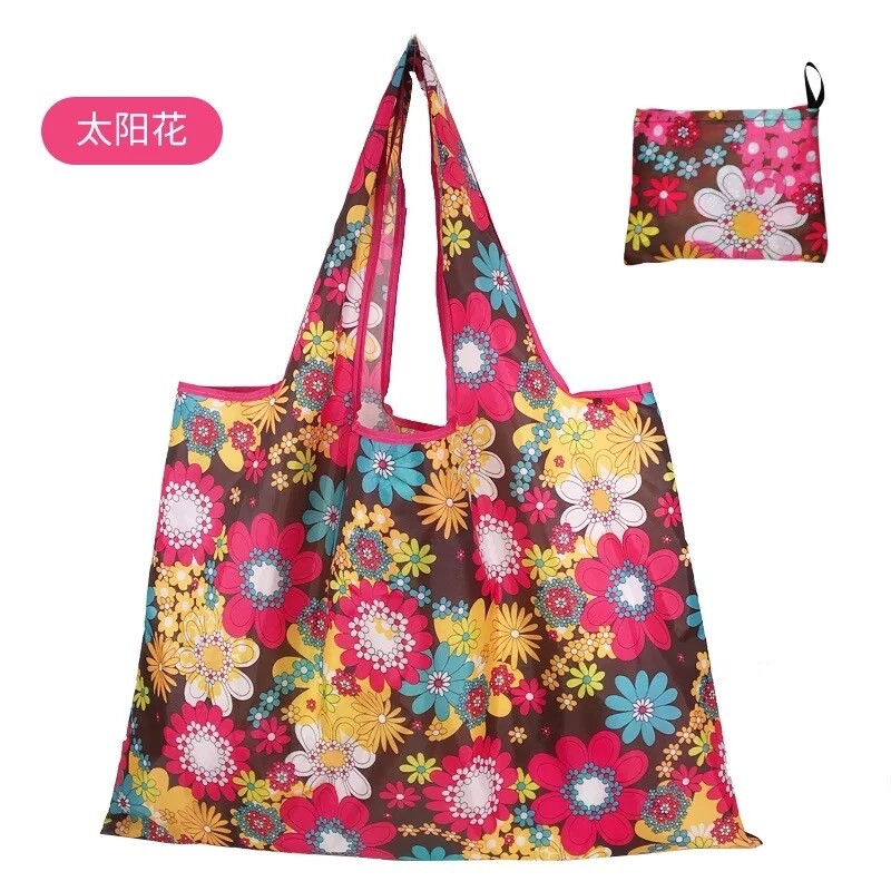 3 pc print waterproof 210D big grocery bag reusable strong foldable nylon bag