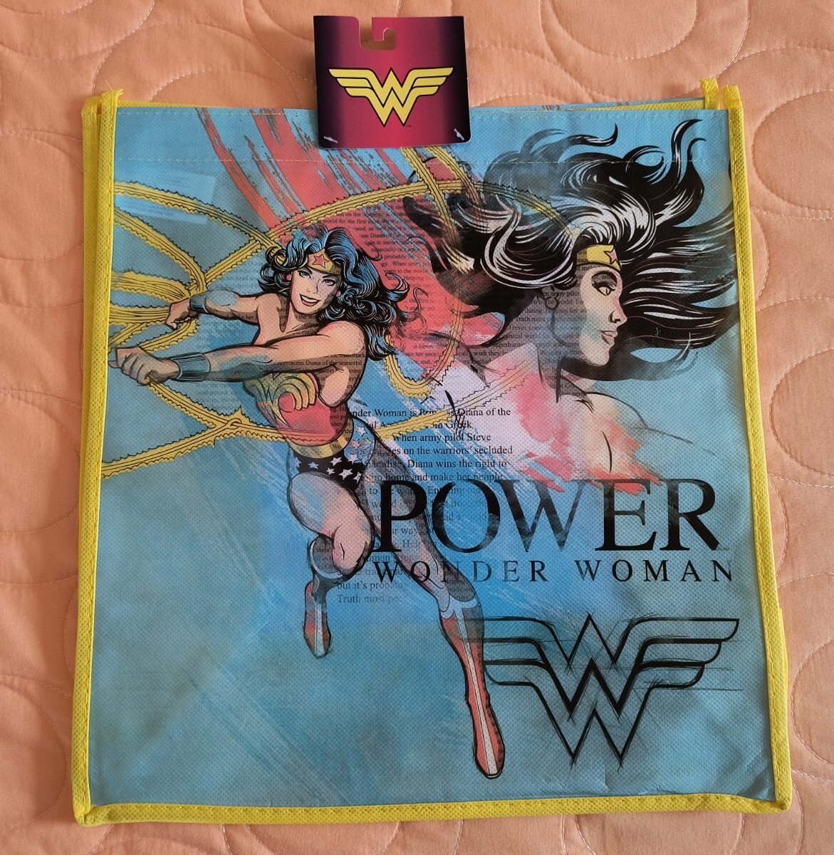 DC Comics Wonder Woman Superhero Reusable Eco Yellow Gift/Shopping Bag 🆕🆓ship!