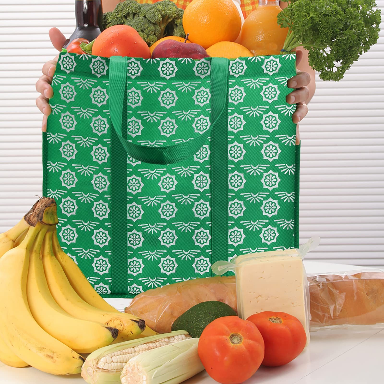 Large Foldable Shopping Tote Bags Reusable Grocery Clothes 6 Colors 12 Pack